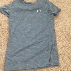 light blue under armour workout shirt